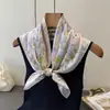 Pañuelo Cuadrado Estampado Estilo Pastoral Floral Imitación Seda, Chal, Bufanda para el Cuello, Corbata de Cuello de Gama Alta, Pañuelo Cuadrado Pequeño, Pañuelo para la Cabeza, Pañuelo de Seda, Bufanda Nueva