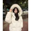 Estilo Americano Suelto Otoño e Invierno Polar Engrosado Cálido Pareja Sencillo para Viajar Cuello de Piel Chaqueta de Algodón Tendencia Ins