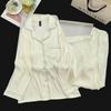 Pijama Popular Caliente de Seda de Hielo con Mariposa Plateada de Manga Larga para Mujer 2025 Nuevo Estilo Otoño Conjunto de Ropa para el Hogar con Almohadillas en el Pecho