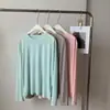 Saída de Praia Verde Menta Fresca e Simples para Mulheres, Camiseta de Manga Longa de Lyocell Tencel com Caimento Leve, Camisa Fina de Verão para Ar Condicionado