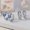 Pendientes de Diseño Exclusivo de Gama Alta con un Toque de Lujo, Pendientes de Zirconia Azul Incrustada para Mujer, Accesorios Versátiles para Orejas en Forma de Corazón
