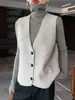 Chaleco de punto de lana pura con cuello en V estilo francés para mujer, look en capas, cárdigan sin mangas adelgazante, chaleco abrigo estilo "old money"