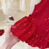 Oh, Uau! Saia Floral Vermelha Original de Alta Qualidade para Bebês, Vestido Regata Floral de Verão, Vestido Retro Tendência
