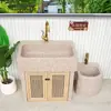 Lavabo de Mármol Natural para Lavandería, Lavabo para Patio Exterior, Jardín, Lavabo Integrado de Piedra Completa, Lavabo para Balcón Exterior
