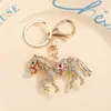 Doce Signos del Zodiaco Diamante Completo Llavero Colgante Coche de Poni Regalo Bolsa Pequeña de Regalo Accesorios Colgante Pequeño Venta al por Mayor