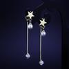 Pendientes largos y elegantes de perla de estrella para mujer, pendientes de moda de Corea del Sur, pendientes de desgaste delantero y trasero, joyería de plata al por mayor