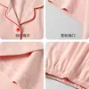Cárdigan con Almohadillas en el Pecho, Pijama para Mujer, Pantalones Cortos de Algodón Puro para Verano, Ropa de Casa, Trajes de Algodón Portátiles Casuales