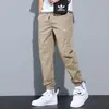 Pantalones casuales de seda de hielo para hombre, verano, finos, holgados, ropa de trabajo, pantalones hasta el tobillo, todo a juego, marca de moda, pantalones deportivos