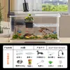 Tanque misto de peixes e tartarugas de aquário largo para mesa aquário de peixes tanque dedicado para sala de estar com mesa de sol aquário plástico integrado de circulação para pessoa preguiçosa