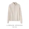 Nuevo suéter de punto para mujer 100% cachemir puro para otoño e invierno con cuello alto, cárdigan de punto trenzado, top de corte holgado