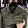 Camisa Polo Rayada de Verano para Hombre Estilo Casual de Negocios Fresca de Moda Estilo Callejero para Hombre