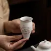 Taza de Té de Cerámica Loto Pastel, Taza Individual de Juego de Té Kung Fu, Taza de Anfitrión, Taza de Té para el Hogar, Taza de Té de Porcelana Blanca