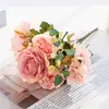 Flor de Rosa Artificial Peonía de Seda Hortensia Ramo de Flores Falsas Vintage Decoración de Fiesta Boda Festival Decoración del Hogar