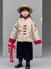 Chaqueta Infantil Estilo Chino 2025 Invierno Nuevo Forrado de Polar Engrosado Traje para Niño Top de Cuello Alto Ropa de Año Nuevo
