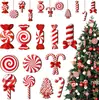 Enfeites de Pirulito Doce de Natal para Decoração de Árvore de Natal Pingente de Bola de Basto de Menta de Madeira Pendurado