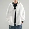 Chaqueta Cárdigan para Hombre Primavera y Otoño talla extra Color Sólido Versátil Casual Deportivo Holgado Versátil Sudadera con Capucha Chaqueta con Cremallera
