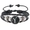 Joias Quentes de Venda Transfronteiriça: Pulseira de Couro com 26 Letras em Inglês, Moda Europeia e Americana, Pulseira Punk Multicamadas Feita à Mão com Contas