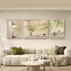 Tríptico de Sala de Estar Estilo Crema Pintura Moderna Simple Colgante de Pared para Fondo de Sofá Mural de Respaldo de Alta Gama Atmosférico