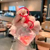 Desenho animado de areia movediça urso dos sonhos menina chaveiro cor de leite em pó boneca fofa pingente de bolsa casal presente pequeno atacado