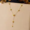 Moderna y Única, Exquisita y Simple, Larga Cadena de Acero Inoxidable en Forma de Y con Colgante de Flor de Rosa Incrustada de Diamantes