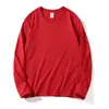 Camiseta de Algodón Puro de Cuello Redondo y Manga Larga de 220g Personalizada Color Puro Ropa de Otoño Ropa Base Ropa de Manga Larga Ropa de Clase Ropa DIY Impresión de Logo