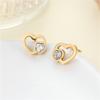 AliExpress los pendientes metálicos de amor más vendidos para otoño incrustados con circonita pendientes de acero inoxidable pendientes pequeños simples venta al por mayor