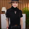 Lenço de Seda com Bolhas e Poá Color Block para Mulheres Primavera Outono Fino Versátil Fashionável Longo Listrado
