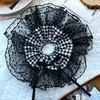 Lazo para el pelo romántico francés de encaje, súper de hada, con parche de cuadros grandes, cuerda para el pelo Lolita, dulce para niñas y mujeres