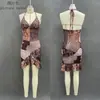 Roupas Femininas Europeias e Americanas 2026 Primavera e Verão Novo Cruzamento de Fronteiras Irregular Barra Franzida Patchwork Retrô Vestido Sexy