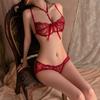 Yiyou ropa interior sexy encaje sexy tentación deseo puro sujetador de tres puntos traje de ropa interior pijamas suministros para mujer 8941