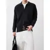 Otoño Invierno Estilo Coreano Moda Retro Estilo Old Money Cardigan de Solapa para Hombre Holgado con Cremallera Prendas de Punto Casuales Tendencia