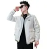 Jaqueta de Couro Preta da Moda para Homens com Design Estiloso e Detalhes Color-Blocking para Primavera e Outono