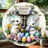 Listado de platos de madera de Pascua, placa de bienvenida de conejo para puerta, venta al por mayor, ambiente festivo, fondo, decoración de pared, artesanías de madera