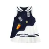 Vestido de Verão para Meninas 2026 Versão Coreana Desenho Animado Vestido Polo Regata Estilo College para Menininhas Vestido Plissado Infantil Estilo Tendência