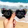 Gafas de Fiesta de Cumpleaños Transfronterizas Nuevas 2025 Moda Incrustaciones de Diamantes Perla Digital Corazón Hombres y Mujeres Decorativas Fotográficas Gafas de Sol