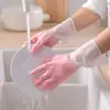 Luvas de limpeza doméstica, luvas de lavar louça, luvas de lavar cozinha, luvas de limpeza doméstica femininas impermeáveis de cor degradê curta.