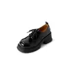 Mocasines de tacón grueso estilo británico zapatos de cuero de suela gruesa para mujer nuevos de primavera y verano 2020 piel de vaca puntera redonda boca profunda zapatos de una sola capa