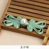 Novo Qipao Estilo Chinês com Botões Tradicionais, Cauda Longa, Orelhas de Coelho, Pingentes de Pérola, Botões Tecidos Feitos à Mão, Acessórios Hanfu, Estilo Nacional