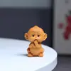 Ciprés de Acantilado Taihang Figura de Mono de Madera Artesanía de Madera Decoración Zodiaco Mono que Come Manos Adorno Lindo Creativo