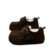 Estilo Coreano Outono 2026 Retro Birkenstock Sapatos Femininos Superfície de Couro Solado Grosso Dedão do Pé Sapatos Individuais Tira com Fivela de Velcro Sapatos Casuais ins
