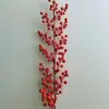 Flor de Simulação 12 Garfos Festival da Primavera Simulação Baga Vermelha Baga Fruta da Fortuna Natal Berries Flor de Simulação Azevinho Vermelho
