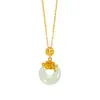 Collar Colgante de Paz de Jade Hotan Serie Diosas de las Doce Flores Plata de Ley S925 Colgante de Jade Incrustado Estilo Chino Nuevo Cadena para Clavícula