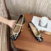 Sapatilha Bailarina Chuyuji Estilo Fada com Laço para Mulheres, Nova Moda 2026 Sapatos Mary Jane Quadrados com Rebites