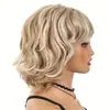 Cobertura de cabeça para cabelo cacheado da moda europeia e americana, destaque, peruca loira mista, cobertura de cabeça, peruca de cabelo cacheado média e longa, cobertura de cabeça completa