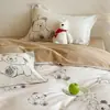 Contador sin conexión 60 algodón grueso lijado cuatro piezas algodón retro flores rotas francesas sábanas de cama otoño e invierno funda de edredón