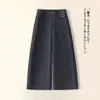 Pantalones de Mujer de Cintura Alta Pierna Ancha Adelgazantes Versátiles Sueltos Rectos de Longitud Media Transpirables Casual Moda Nuevo Otoño Caída