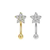 Piercings de sobrancelha em aço inoxidável, piercings de cartilagem da orelha, piercings de cartilagem da orelha com rosca externa incrustados com diamantes florais estilo ins, novos brincos doces populares em estoque