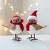Decoración Navideña de Producto Nuevo Transfronteriza Colgante para Árbol de Navidad Pájaro de Espuma Simulada Bufanda Roja Gorro Pájaro