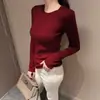 Nueva Camiseta Base de Punto Redonda Estilo Suave Otoño/Invierno 2026 para Mujer, Cálida, Amigable con la Piel, Elástica, Top Ajustado