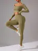 Conjunto de Manga Larga de Yoga Ajustado Cepillado Control de Abdomen Levantamiento de Glúteos Shorts Deportivos para Correr al Aire Libre 3101 Conjunto de Shorts de Yoga